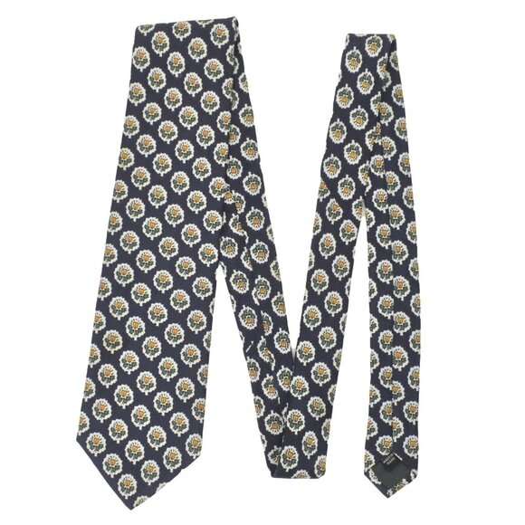 Souleiado Mens Tie Necktie 100% Silk Floral Hand Made in France Blue 58 in - Picture 4 of 8